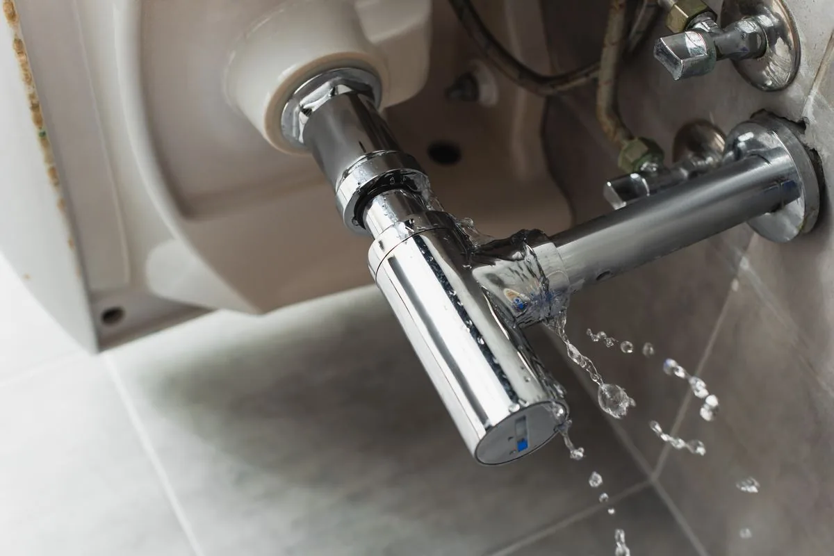 Leaking pipe under a sink